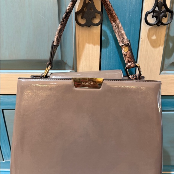 Dune London Handbags - Dune London Glossy Taupe Shoulder Bag